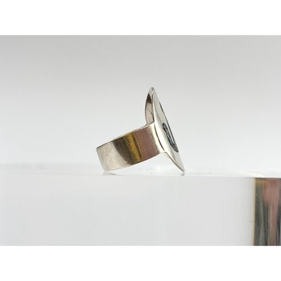 RARE Taxco Mexico Made Monkey Abalone 925 Sterling Silver Vintage Ring - sz 8 - Picture 5 of 14